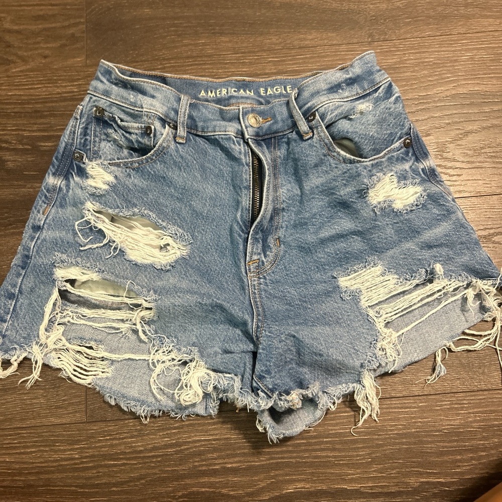 American Eagle size 2 high waisted demin ripped shorts